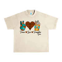 Sandshell Peace Love Pumpkin Spice Urban Heavy Tee - CowhideDigitalArt