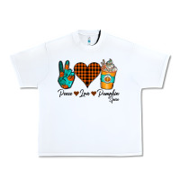 White Peace Love Pumpkin Spice Urban Heavy Tee - CowhideDigitalArt