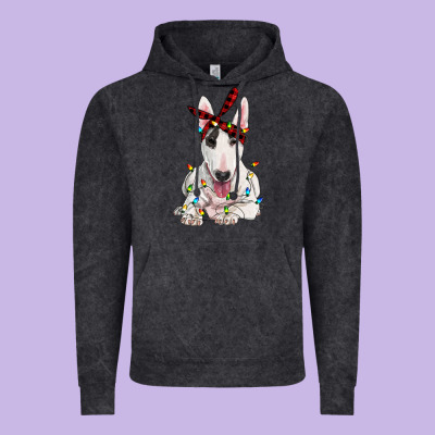 Bull Terrier With Christmas Lights Vintage Hoodie Designed By Ranaportraitstore