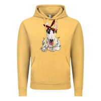Vintage Mustard bull terrier with christmas lights Vintage Hoodie - RanaPortraitStore