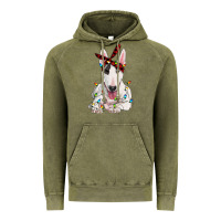 Vintage Olive bull terrier with christmas lights Vintage Hoodie - RanaPortraitStore