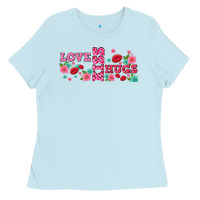 Baby Blue floral love and kiss Ladies Tee - AdoDesignShop