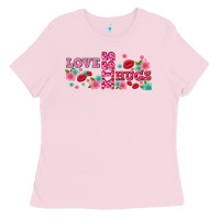 Bubblegum Pink floral love and kiss Ladies Tee - AdoDesignShop