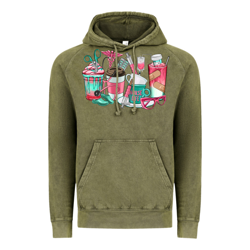 Nurse Coffee Cups Vintage Hoodie by texasbilliewilder | Teevron