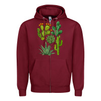 Burgundy watercolor cactus bundle preview Zipper Hoodie - BarkalooDesign