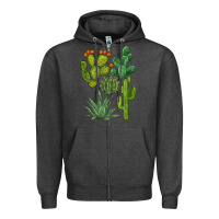 Charcoal Heather watercolor cactus bundle preview Zipper Hoodie - BarkalooDesign