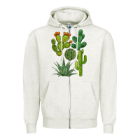 Oatmeal Heather watercolor cactus bundle preview Zipper Hoodie - BarkalooDesign
