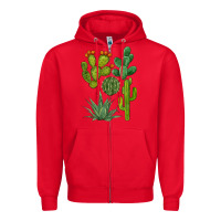 Red watercolor cactus bundle preview Zipper Hoodie - BarkalooDesign