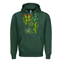 Sports Green watercolor cactus bundle preview Zipper Hoodie - BarkalooDesign