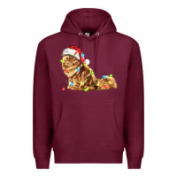 Burgundy christmas persian cat Premium Hoodie - LillyAllenDesigns