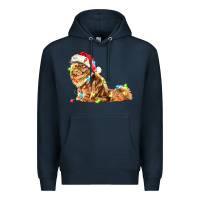 Navy christmas persian cat Premium Hoodie - LillyAllenDesigns