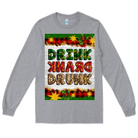 Heather Grey Christmas Drink Drank Drunk Long Sleeve Tee - Artiststas