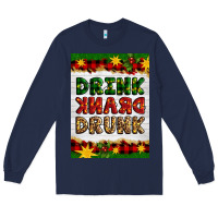 Navy Christmas Drink Drank Drunk Long Sleeve Tee - Artiststas