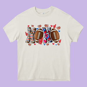Xox Football Heavy Core Tee Designed By Cowhidedigitalart