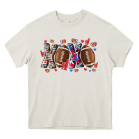 Cream Xox Football Heavy Core Tee - CowhideDigitalArt