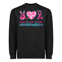 Black Peace Love Cure Breast Cancer Awareness Heavyweight Sweatshirt - texasbilliewilder