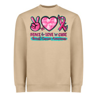 Peace Love Cure Breast Cancer Awareness Heavyweight Sweatshirt | Teevron