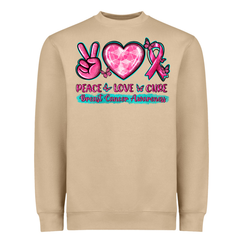 Peace Love Cure Breast Cancer Awareness Heavyweight Sweatshirt by texasbilliewilder | Teevron