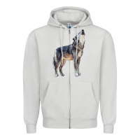 Dove Grey wolf Zipper Hoodie - LillyAllenDesigns