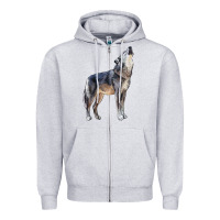 Heather Grey wolf Zipper Hoodie - LillyAllenDesigns