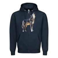 Navy wolf Zipper Hoodie - LillyAllenDesigns