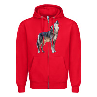 Red wolf Zipper Hoodie - LillyAllenDesigns