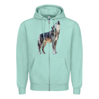 Seafoam wolf Zipper Hoodie - LillyAllenDesigns