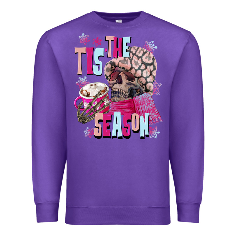 Tis The Season Winter Skull Premium Sweatshirt by NancyCooperArtShop | Teevron