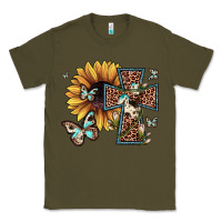 Army Green leopard cross sunflower butterfly Classic Tee - JahusDesignShop