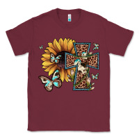 Burgundy leopard cross sunflower butterfly Classic Tee - JahusDesignShop