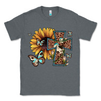 Charcoal Heather leopard cross sunflower butterfly Classic Tee - JahusDesignShop