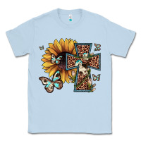 Dusty Blue leopard cross sunflower butterfly Classic Tee - JahusDesignShop