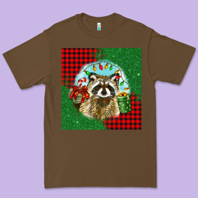 Christmas Raccoon Premium Tee Designed By Barkaloodesign