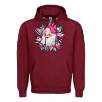 Burgundy pink Christmas Santa Claus sunflower Zipper Hoodie - Jasminsmagicworld