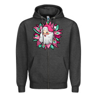 Charcoal Heather pink Christmas Santa Claus sunflower Zipper Hoodie - Jasminsmagicworld