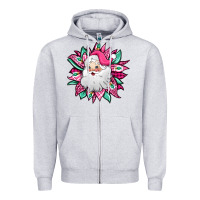 Heather Grey pink Christmas Santa Claus sunflower Zipper Hoodie - Jasminsmagicworld