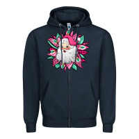 Navy pink Christmas Santa Claus sunflower Zipper Hoodie - Jasminsmagicworld