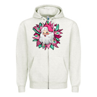 Oatmeal Heather pink Christmas Santa Claus sunflower Zipper Hoodie - Jasminsmagicworld