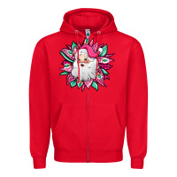 Red pink Christmas Santa Claus sunflower Zipper Hoodie - Jasminsmagicworld