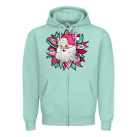 Seafoam pink Christmas Santa Claus sunflower Zipper Hoodie - Jasminsmagicworld
