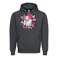 Smoke pink Christmas Santa Claus sunflower Zipper Hoodie - Jasminsmagicworld
