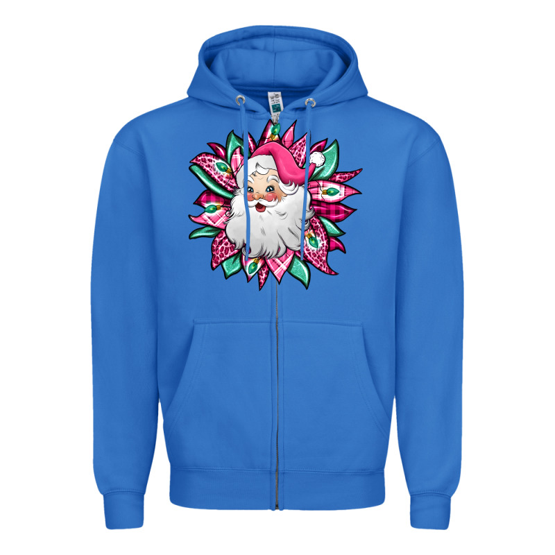 Pink Christmas Santa Claus Sunflower Zipper Hoodie by Jasminsmagicworld | Teevron