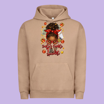 Santa Favorite Tax Specialist Afro Messy Bun Urban Hoodie Designed By Texasbilliewilder