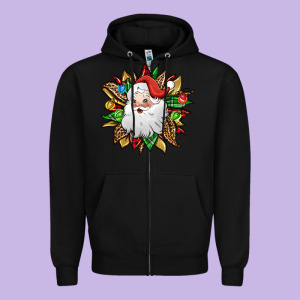 Santa Claus Sunflower Zipper Hoodie Designed By Jasminsmagicworld