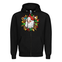 Black santa claus sunflower Zipper Hoodie - Jasminsmagicworld