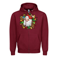 Burgundy santa claus sunflower Zipper Hoodie - Jasminsmagicworld