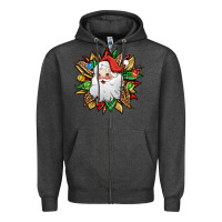 Charcoal Heather santa claus sunflower Zipper Hoodie - Jasminsmagicworld