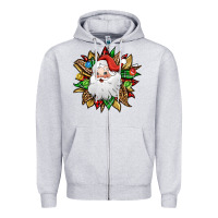 Heather Grey santa claus sunflower Zipper Hoodie - Jasminsmagicworld