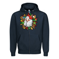 Navy santa claus sunflower Zipper Hoodie - Jasminsmagicworld