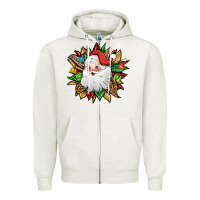 Oatmeal Heather santa claus sunflower Zipper Hoodie - Jasminsmagicworld